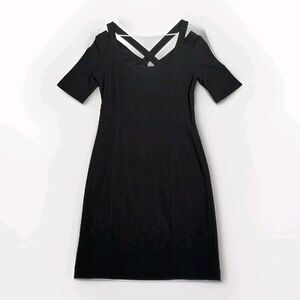 Boston Proper Dress Women's Size 10 Black Strappy Stretch Witchy Career